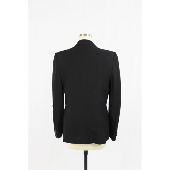 ANN DEMEULEMEESTER Black Rayon Wool Single Breasted Blazer, Size 40/S - Picture 3 of 16